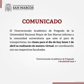 Comunicado de la UNMSM