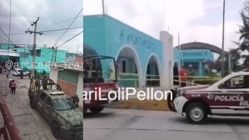La presidencia municipal de Domingo Arenas y la comandancia fueron atacadas a balazos. (Capturas de pantalla)