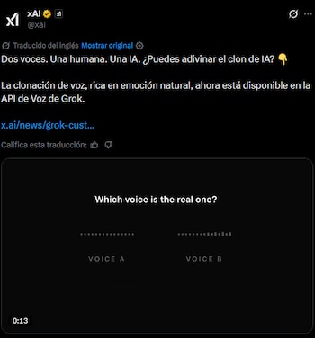 xAI anunció que su modelo de IA Grok podría clonar voces humanas.