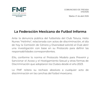 FMF abrirá investigación por el caso de Helinho (FMF)