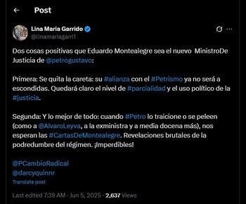 Lina María Garrido también cuestionó