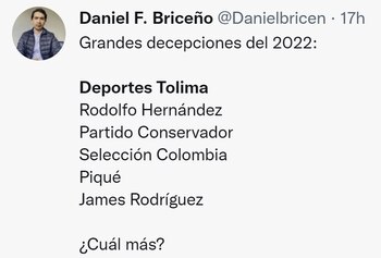 Hinchas de otros equipos colombianos critican al Deportes Tolima tras su humillante eliminación de Copa Libertadores. Imagen: original tomada de @DanielBricen.