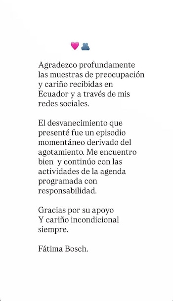 Fátima Bosch aclaró en sus