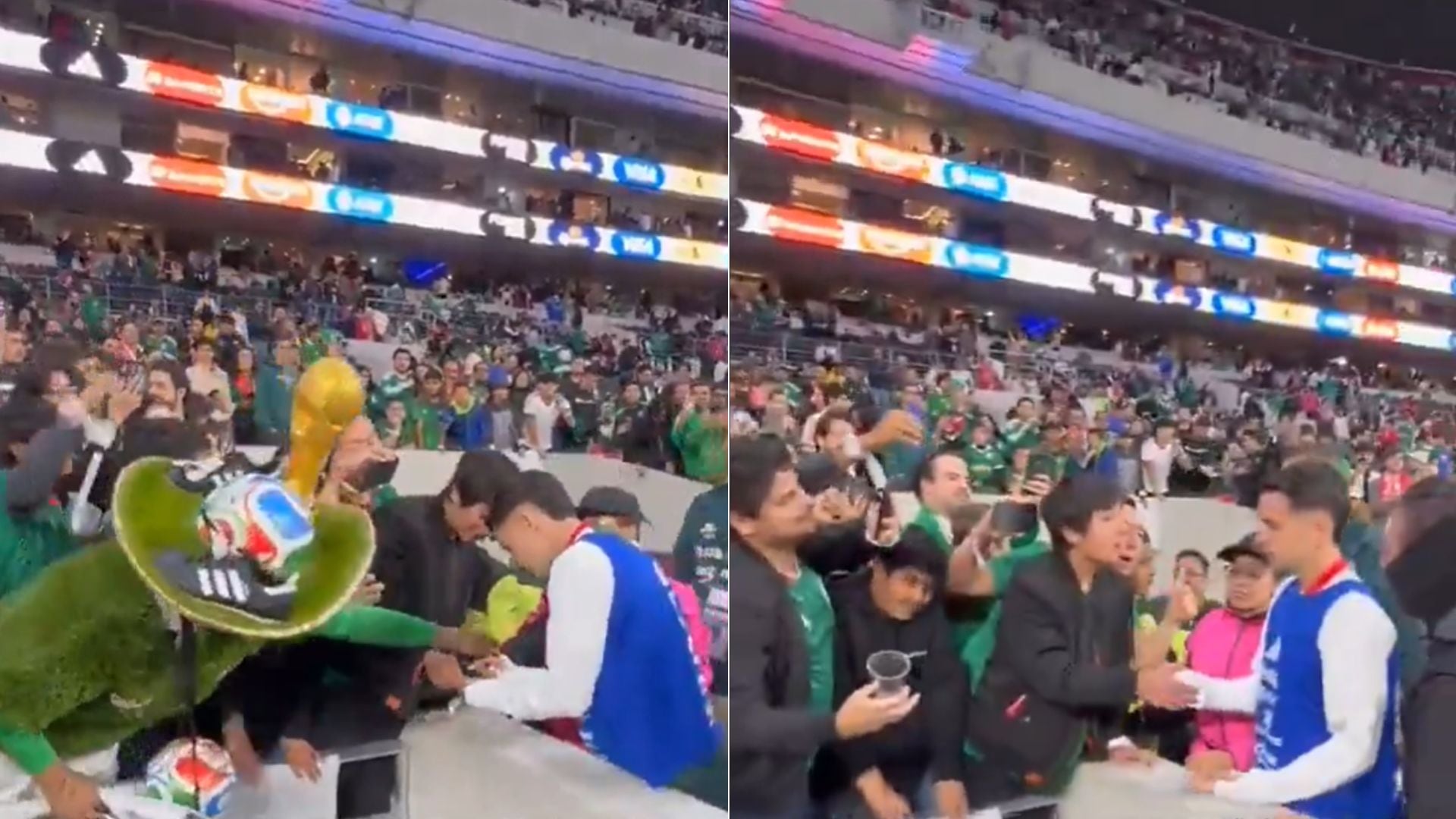 Un aficionado impidió que Álvaro Fidalgo siguiera repartiendo autógrafos (Captura redes X)