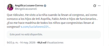 La congresista Angélica Lozano Correa rechazó montaje en el que se asegura que es madrina de la hija de Paloma Valencia - crédito @AngelicaLozanoC/X