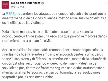 Mensaje SRE ataque Israel