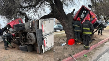 Córdoba: un camión se estrelló contra un árbol, un hombre quedó atrapado en la cabina y fue rescatado