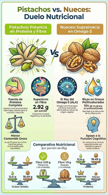 Ambos frutos secos concentran grasas