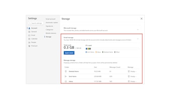 Almacenamiento en Outlook