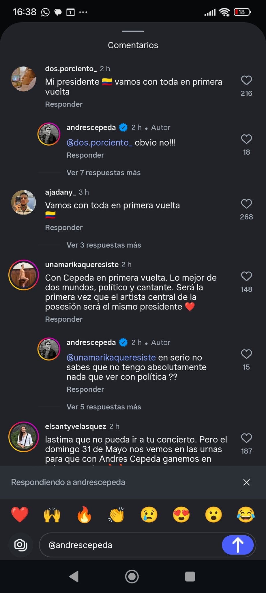 Andrés Cepeda insistió en desvincularse del debate electoral colombiano y pidió respeto por su carrera musical y su vida privada - crédito SamuelNAguero/X