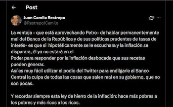 Restrepo advirtió que la presión