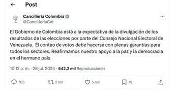 La Cancillería de Colombia reaccionó