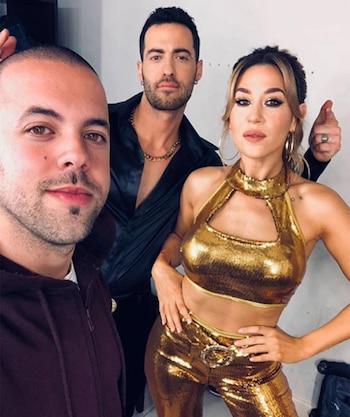 Jimena Baron con Matías Napp y Mauro Caiazza, tras su debut en el "Bailando 2018"