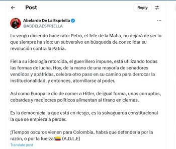 Abelardo de la Espriella arremetió