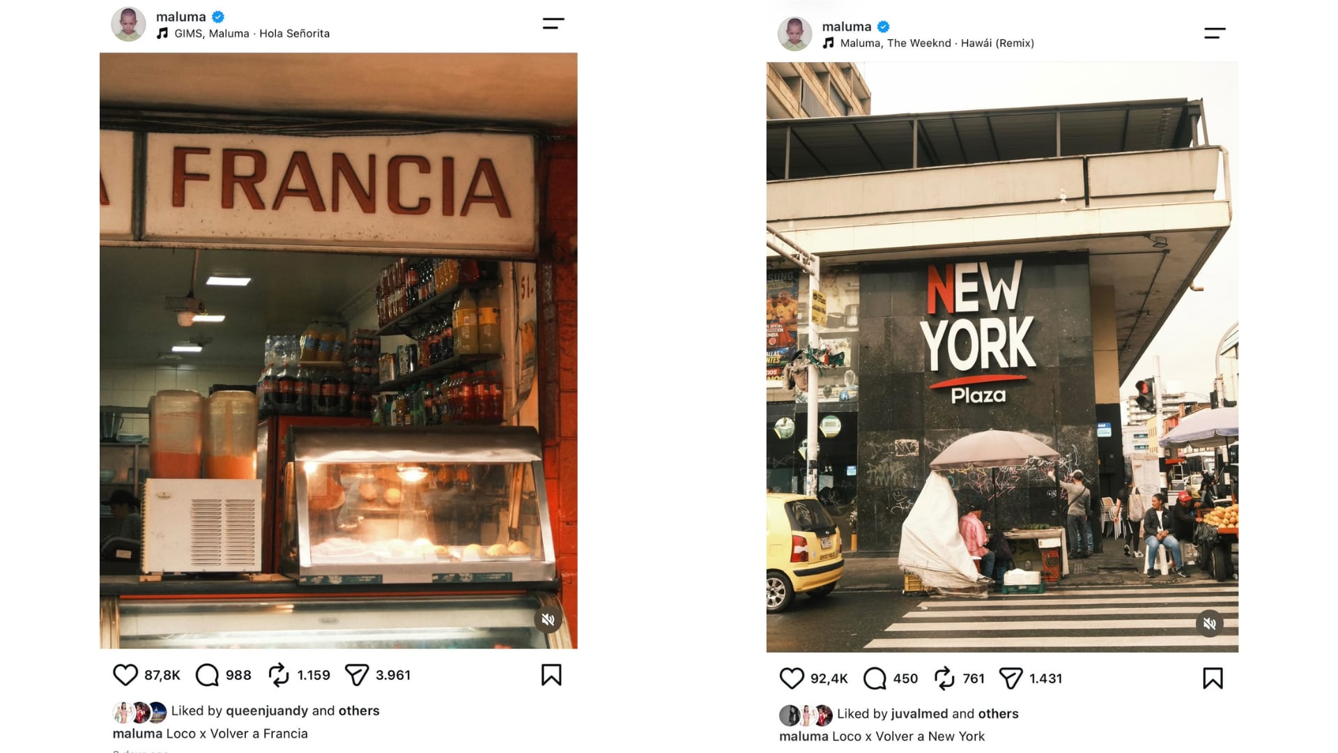 Maluma compartió en redes sociales imágenes de carteles y comercios con referencias a posibles destinos de su próxima gira mundial,