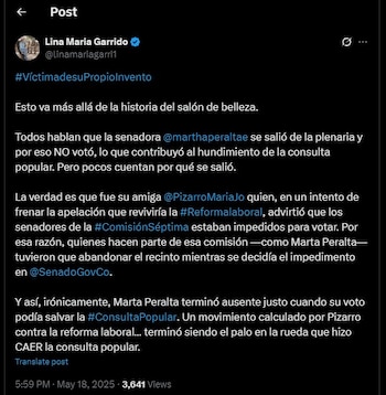 Lina Garrido dio su versión