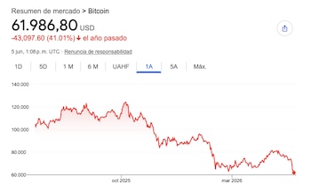 La evolución del Bitcoin en los últimos doce meses.
