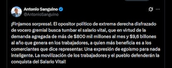 El ministro Sanguino acusó a