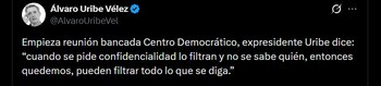 Álvaro Uribe - crédito @AlvaroUribeVel/X