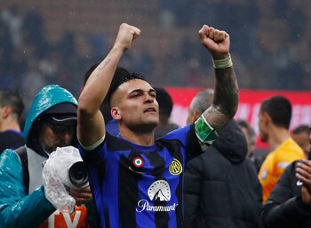 El festejo de Lautaro Martínez