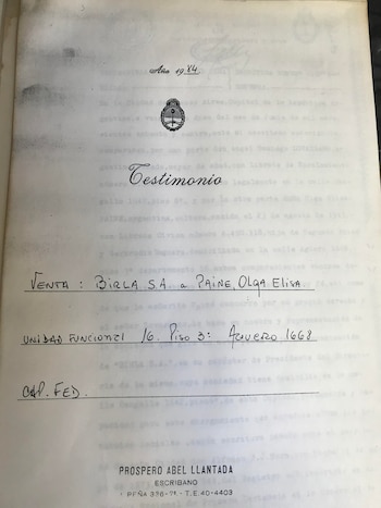 Escritura del departamento de la