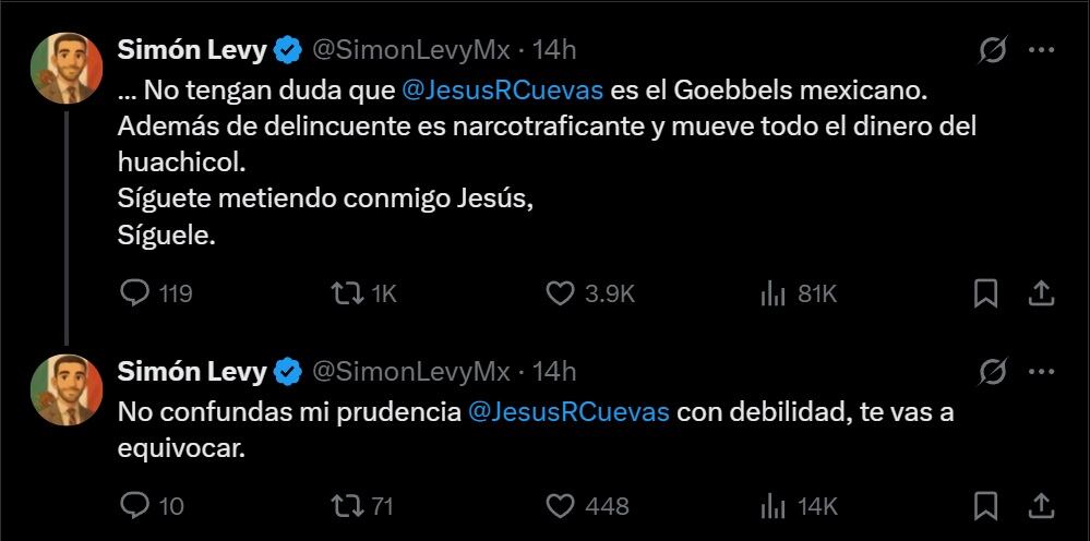 Levy Dabbah es buscado en distintos puntos del mundo y se ha vuelto viral por difundir supuestos datos exclusivos de señalamientos de autoridades de EEUU contra políticos y funcionarios mexicanos | X / @SimonLeviMx