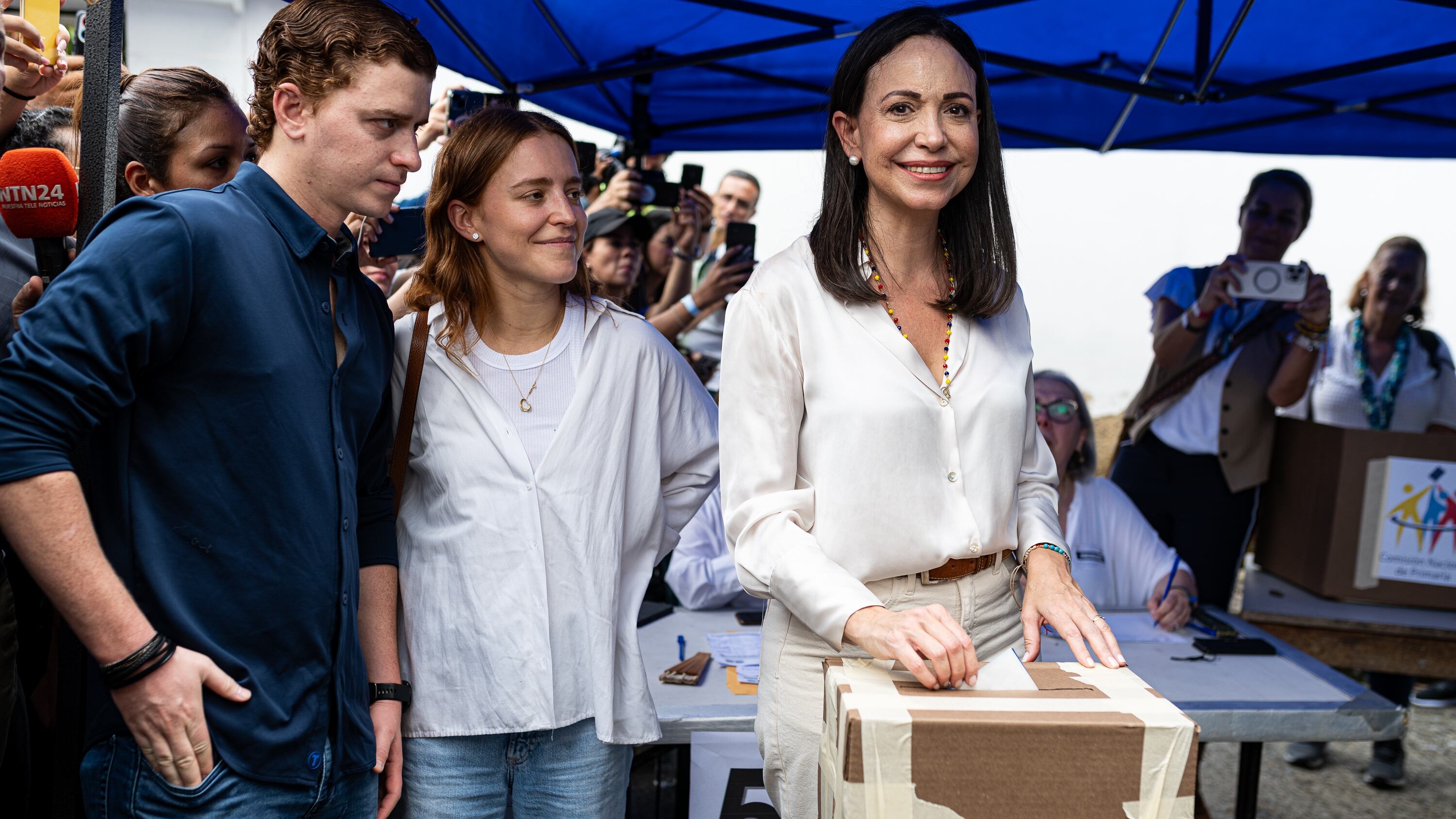 María Corina Machado ejerciendo su voto en las primarias opositoras de 2023 en Caracas(Europa Press/Elena Fernandez)