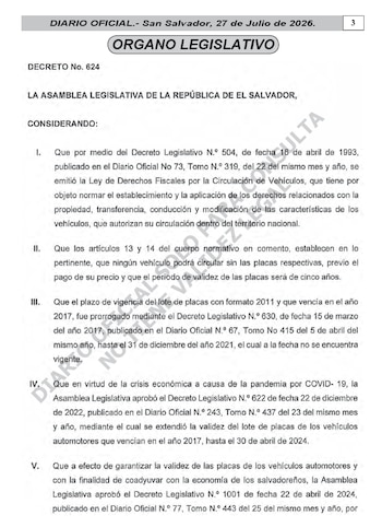 El Decreto Legislativo N.º 624 apareció en la edición del 27 de julio de 2026 e introduce una extensión que busca evitar desembolsos mientras avanza un análisis sobre la renovación de matrículas.