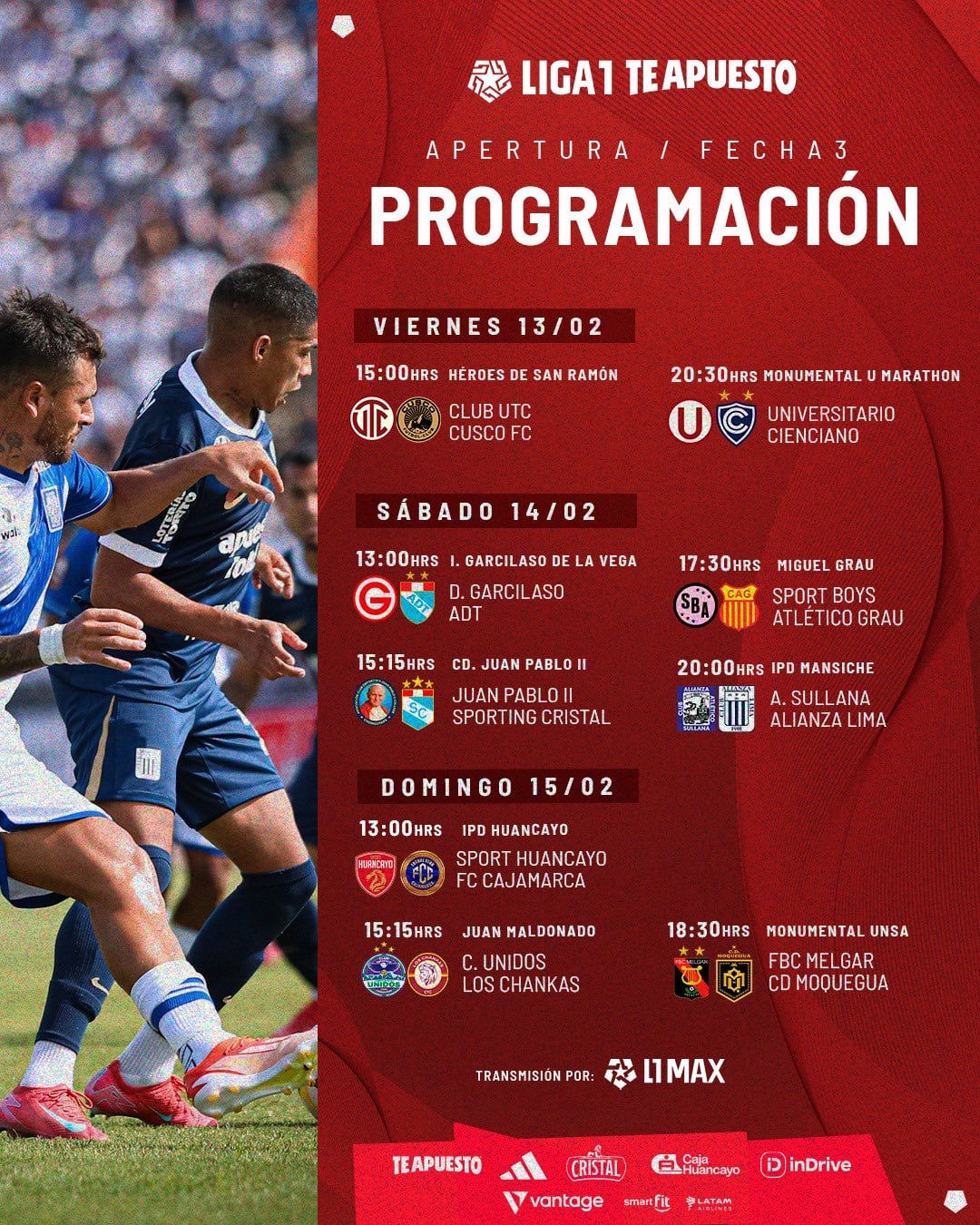 Programación de la fecha 3 del Torneo Apertura 2026