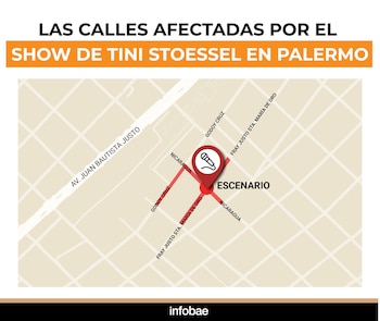 Las calles afectadas por el show de Tini Stoessel en Palermo