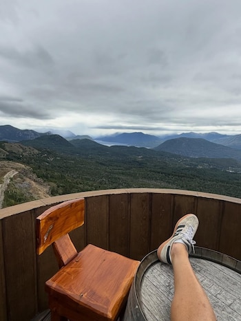 La vista de la cabaña