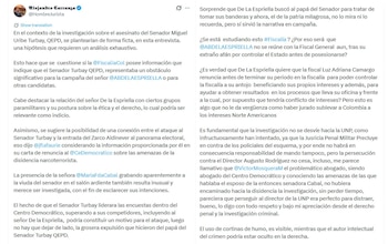 El jurista cuestionó que la investigación se enfoque en la Unidad Nacional de Protección y defendió que se exploren otras líneas relacionadas con los posibles autores intelectuales - crédito @HombreJurista/X