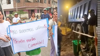 Pobladores de Carabayllo frenan obra de antena tras excavación que dañó red de desagüe