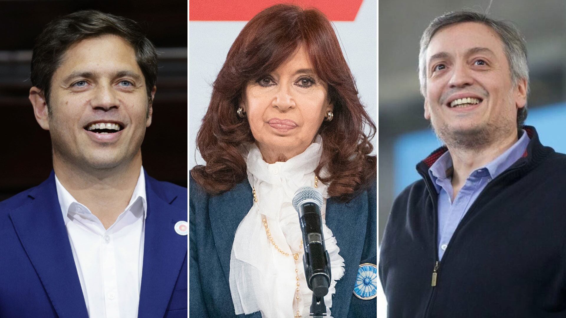 Axel Kicillof, Cristina y Máximo Kirchner