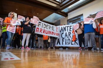 Protesta de los afectados en la Comunidad de Madrid. (Cedida)