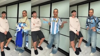 La novia futbolista de Marcos Senesi se probó camisetas de Argentina y entre los dos eligieron cuál es la más linda “Es un 10″