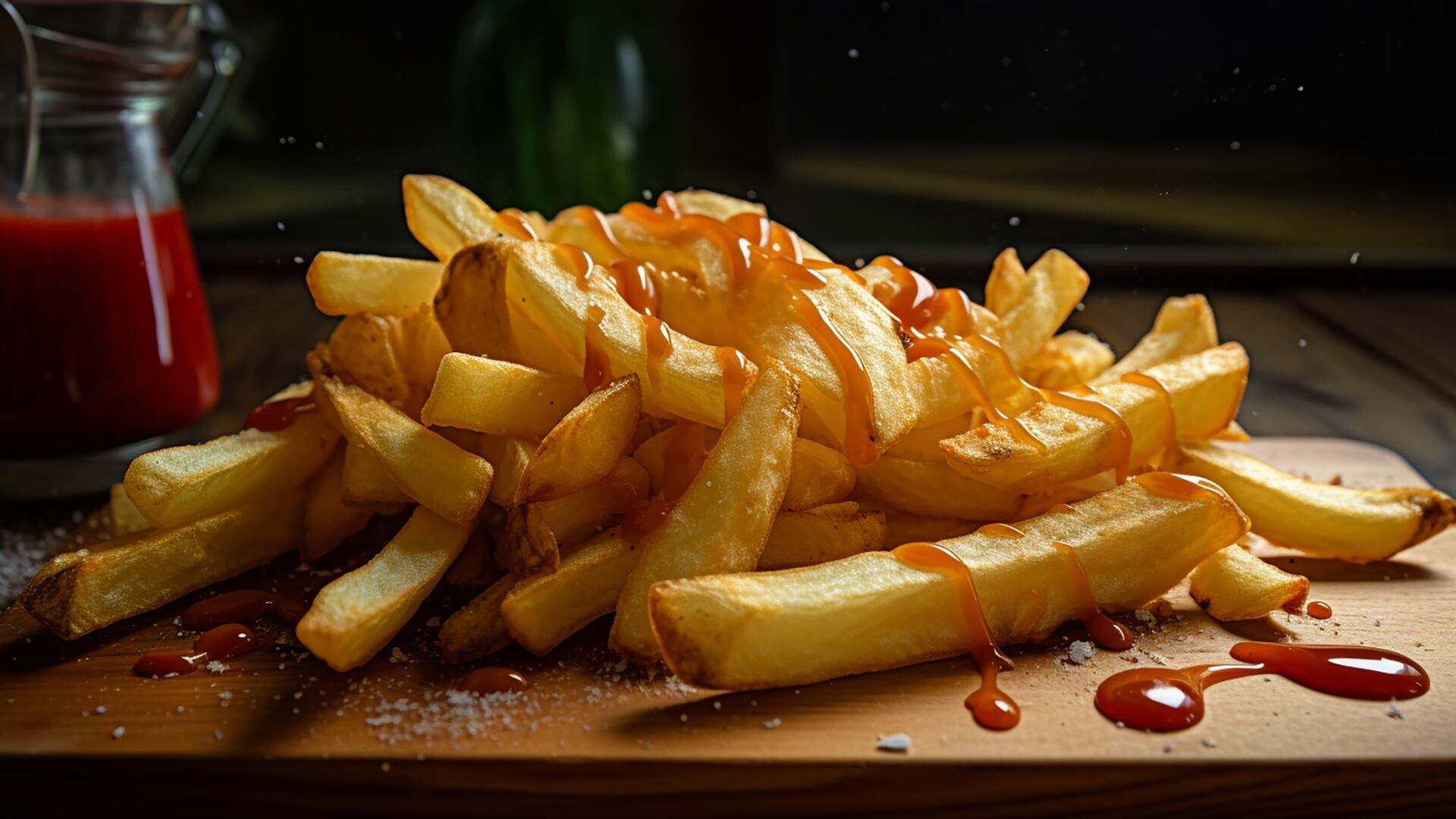 Papas fritas patatas fritas catsup fries ketchup salsa tomate - visualesIA