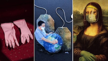 Guantes de goma, saquitos de