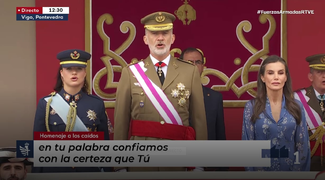 La princesa Leonor demuestra su valía como futura capitana general de los ejércitos en su debut en el Día de las Fuerzas Armadas ante el orgullo de los reyes (RTVE)