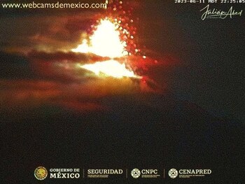 Actividad volcánica del Popocatépetl (Webcams de México)
