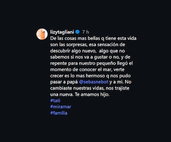 Lizy Tagliani compartió en Instagram