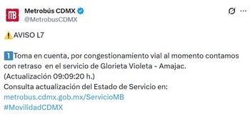 Avance en tiempo real de las diversas líneas de la red de transporte público capitalino.