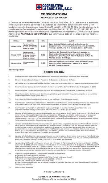 Convocatoria de las asambleas seccionales
