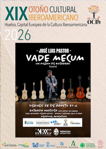 26/08/2026 Cartel del espectáculo 'Vade Mecum. A millennium of guitars' de José Luis Pastor.
ANDALUCÍA ESPAÑA EUROPA HUELVA CULTURA
OCIB