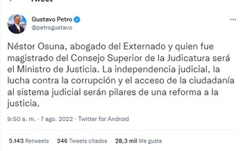 El presidente de Colombia designó al ministro de Justicia durante su posesión.