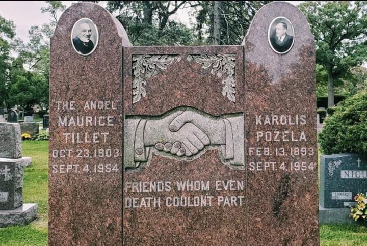 Maurice Tillet y Karl Pojello fueron enterrados juntos en el Cementerio Nacional de Lituania en Justice, Illinois. En la lápida dice:
