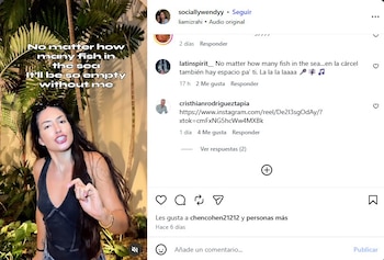 Los usuarios de redes sociales publicaron mensajes irónicos en los videos previos de la procesada tras conocerse su situación judicial - crédito @sociallywendyy/Instagram