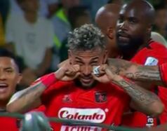 Duván Vergara anotó el 0-1 de América frente a Atlético Nacional - crédito Captura de pantalla Win Sports