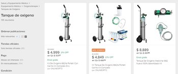 Precios exhibidos en la página