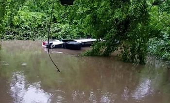 Tramo del río Nahualapa, en la comunidad El Manzano N.º 2 de El Viejo, donde la corriente arrastró la camioneta en la que viajaban las tres víctimas (Cortesía: Infomedio).